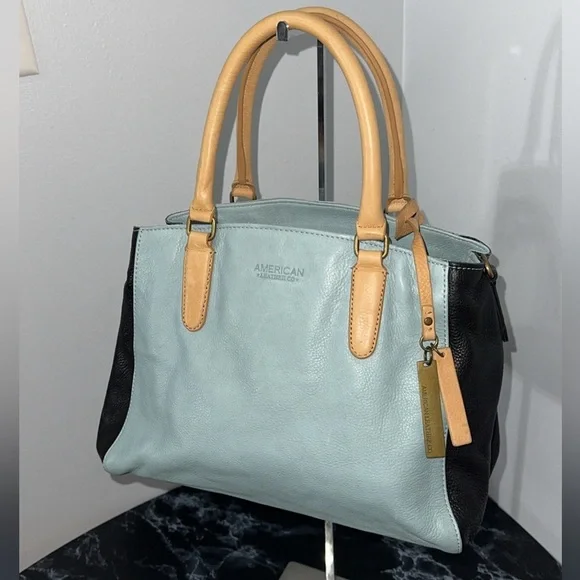 American Leather Co Lavina Convertible Satchel Glacier Lake Multi Blue AUTHENTIC - Picture 1 of 14